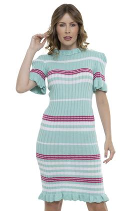 Imagem de Vestido Midi Tricot Babado Manga Curta