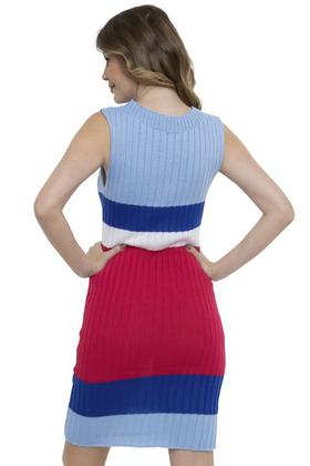 Imagem de Vestido Midi Tricot Listrado Gola Canoa