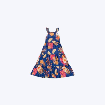 Imagem de Vestido Midi Tropical Infantil Menina Kyly 1001033 Azul