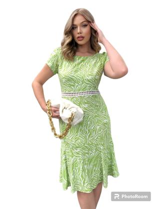 Imagem de Vestido Midi Viscolinho C/ Renda Guipir