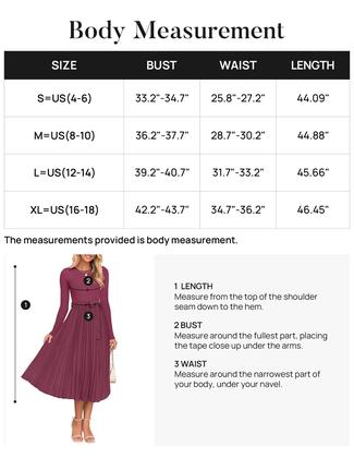 Imagem de Vestido midi ZESICA, outono, manga comprida, plissado, uma linha, roxo, vermelho