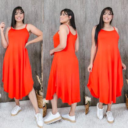 Imagem de Vestido Moda Jovem Evangélico Midi Elegante Assimétrico