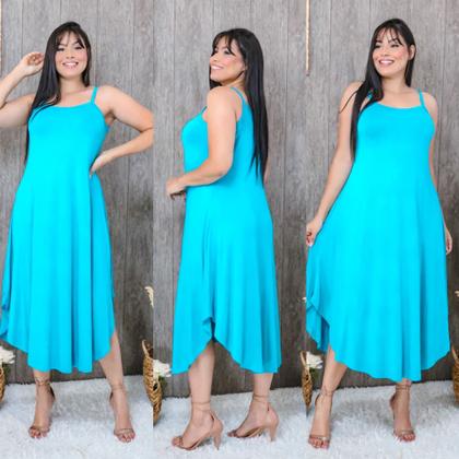 Imagem de Vestido Moda Jovem Evangélico Midi Elegante Assimétrico