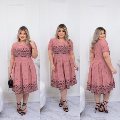 Imagem de Vestido Moda Plus Size Evangélica Feminino Festas Casamento Civil Madrinha Lançamento Verao