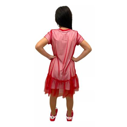 Imagem de Vestido Mon Sucré Mônica Com Sopreposição Em Tule Vermelho