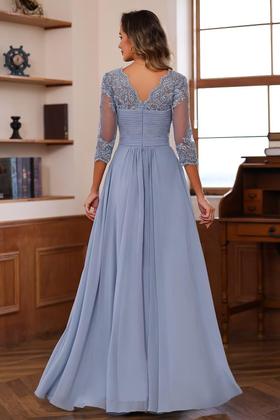 Imagem de Vestido Mother of Bride AUSPORY Plus Size com manga 3/4 verde sálvia