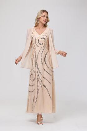 Imagem de Vestido Mother of the Bride Clothfun Silver com decote em V e chiffon