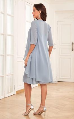 Imagem de Vestido Mother of the Bride Homiily Ruffles de chiffon com jaqueta