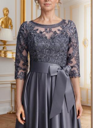 Imagem de Vestido Mother of The Bride raomiao Satin Lace Ocean Blue