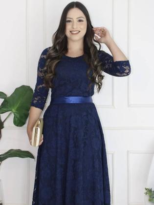 Imagem de Vestido Mullet Longo para Festa Casamento Madrinha com Faixa