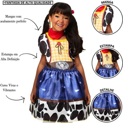 Imagem de Vestido para Festa Junina Fantasia Cowgirl Xerife Menina 2 a 10 Anos
