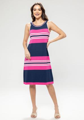 Imagem de Vestido Pau a Pique Listrado Azul Marinho e Pink