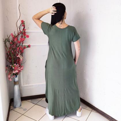 Imagem de Vestido Plus Size Camisetão Longo Maxi Soltinho Verde