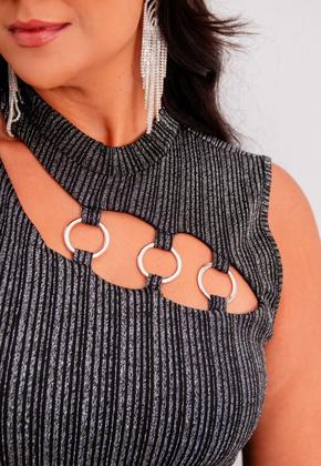 Imagem de Vestido Plus Size em Lurex Decote com Argolas