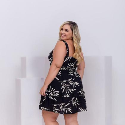 Imagem de Vestido Plus Size Estampado Rodado Alça Elastec Cintira 0594