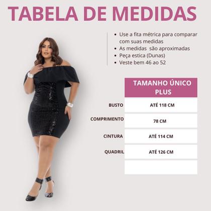 Imagem de Vestido Plus Size Feminino Ciganinha Babado Com Paetê 0666
