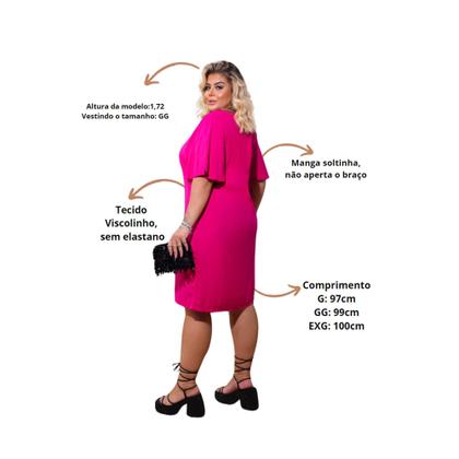 Imagem de Vestido Plus Size Feminino G GG EXG G1 Moda Maior Tecido Viscose Evangélica Verão Tubinho Casamento