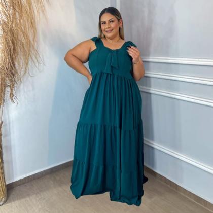 Imagem de Vestido Plus Size Feminino Longo 3 Marias Laço no Busto 0571