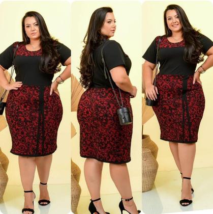 Imagem de Vestido Plus Size Feminino Midi Tubinho Moda Evangelica Culto Jovem Festividade Final de Ano Oferta
