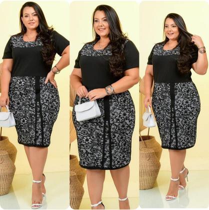 Imagem de Vestido Plus Size Feminino Midi Tubinho Moda Evangelica Culto Jovem Festividade Final de Ano Oferta