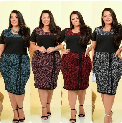 Imagem de Vestido Plus Size Feminino Midi Tubinho Moda Evangelica Culto Jovem Festividade Final de Ano Oferta