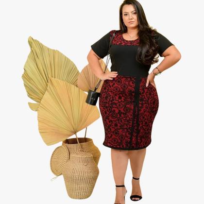 Imagem de Vestido Plus Size Feminino Midi Tubinho Moda Evangelica Culto Jovem Festividade Final de Ano Oferta