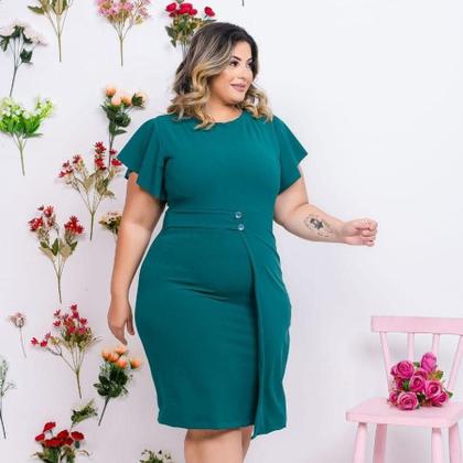 Imagem de Vestido Plus Size Feminino Moda Evangélica Justo Botão 0499