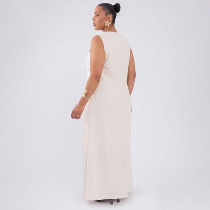 Imagem de Vestido plus size linho decote v fem
