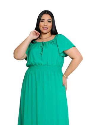 Imagem de Vestido plus size longo ciganinha manga curta viscolinho