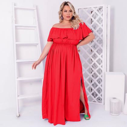 Imagem de Vestido Plus Size Longo Com Fenda Lateral Moda Feminina Plus Size Roupas Femininas