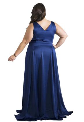Imagem de Vestido Plus Size Longo Marinho Alças