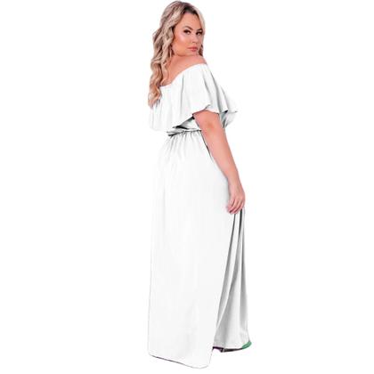 Imagem de Vestido Plus Size Longo Moda Feminina Plus Size Roupas Femininas - Moda Gestante Vestido para Grávida Ombro A Ombro Com Elástico