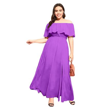 Imagem de Vestido Plus Size Longo Moda Feminina Plus Size Roupas Femininas - Moda Gestante Vestido para Grávida Ombro A Ombro Com Elástico