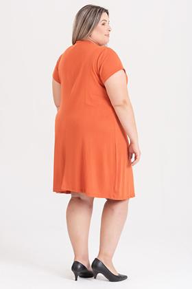 Imagem de Vestido Plus Size Malha de Viscose c/ Elastano Detalhe Decote c/ Ilhós e Amarração - Serena
