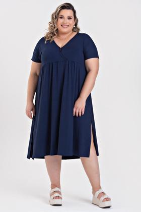 Imagem de Vestido Plus Size Malha de Viscose Detalhe Transpassado - Serena