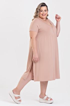 Imagem de Vestido Plus Size Malha de Viscose Detalhe Transpassado - Serena