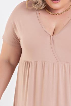 Imagem de Vestido Plus Size Malha de Viscose Detalhe Transpassado - Serena