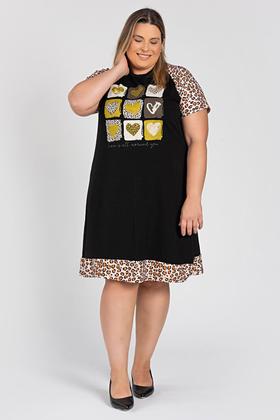 Imagem de Vestido Plus Size Malha Viscose c/ Estampa e Detalhe Anima Print - Serena