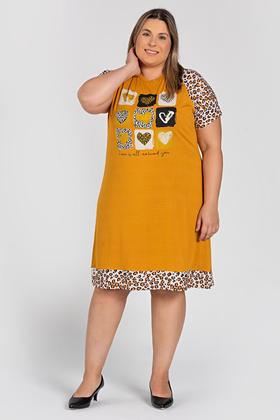 Imagem de Vestido Plus Size Malha Viscose c/ Estampa e Detalhe Anima Print - Serena
