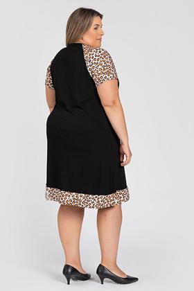 Imagem de Vestido Plus Size Malha Viscose c/ Estampa e Detalhe Anima Print - Serena