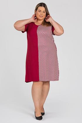Imagem de Vestido Plus Size Malha Viscose c/ Suede Listrado Sublimado - Serena