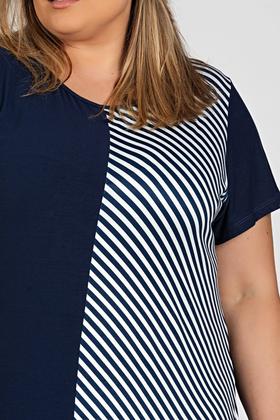 Imagem de Vestido Plus Size Malha Viscose c/ Suede Listrado Sublimado - Serena