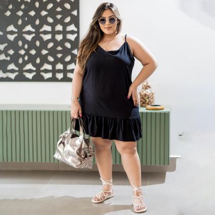Imagem de Vestido Plus Size Regata Feminina Tamanho Grande De Alcinha Rodado Disfarça Barriga