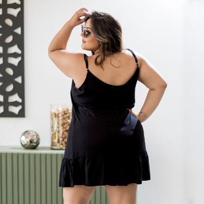 Imagem de Vestido Plus Size Regata Feminina Tamanho Grande De Alcinha Rodado Disfarça Barriga