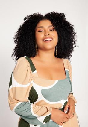 Imagem de Vestido plus size viscose com mangas bufantes lunender 66512