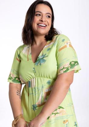 Imagem de Vestido plus size viscose estampado decote v lunender 47163