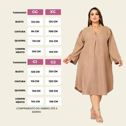 Imagem de Vestido Preto Curto Plus Size Linho Tendência Outono Lia Rosa