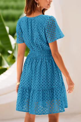 Imagem de Vestido PRETTYGARDEN 2025 Verão Mini de Renda com Decote V XL