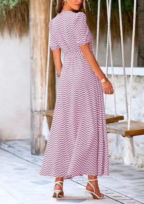 Imagem de Vestido PRETTYGARDEN Envelope Decote V Manga Curta Floral Maxi S