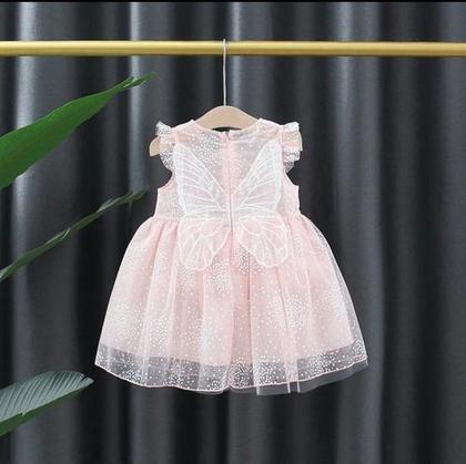 Imagem de Vestido Princesa Borboleta Bebê Rosa/branco Batizado Festa